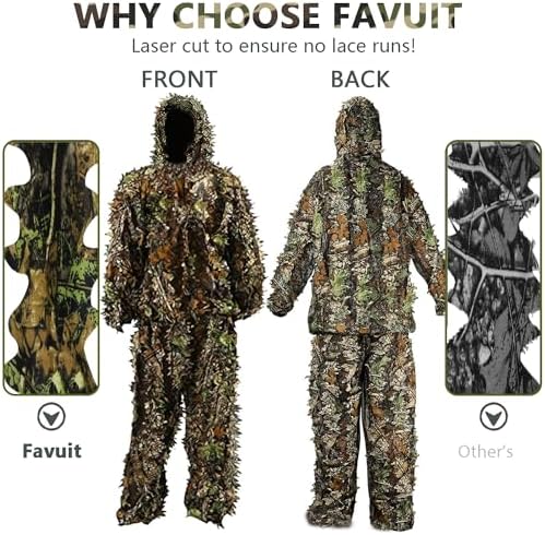 Favuit 3D Leafy Camo Ghillie Suit for Hunting - Image 5