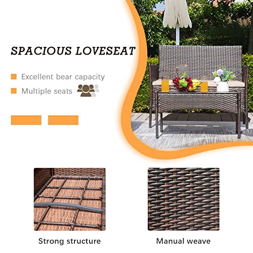 Flamaker 4-Piece Cushioned Wicker Patio Set - Image 5