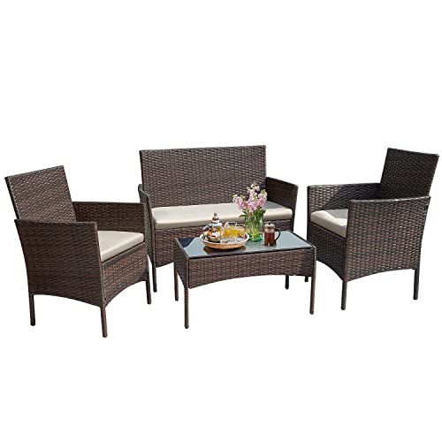 Flamaker 4-Piece Cushioned Wicker Patio Set - Image 2