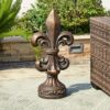 glitzhome Fleur De Lis Garden Statue, Bronze