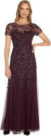 Adrianna Papell Floral Beaded Godet Gown