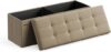 SONGMICS Foldable Storage Ottoman Bench, Camel