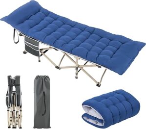 Folding Camping Cot with Mat & Bag