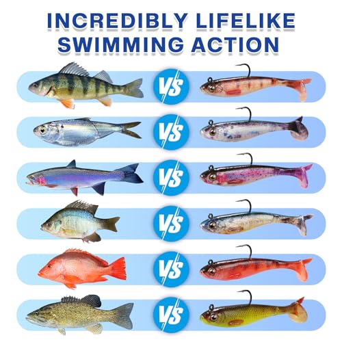 FONMANG 6-Piece Pre-Rigged Paddle Tail Swimbaits - Image 5