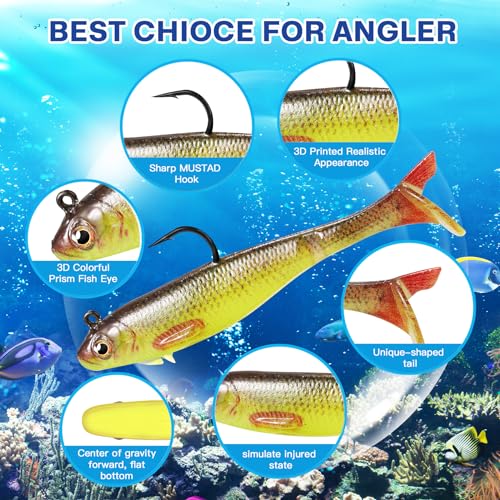 FONMANG 6-Piece Pre-Rigged Paddle Tail Swimbaits - Image 2