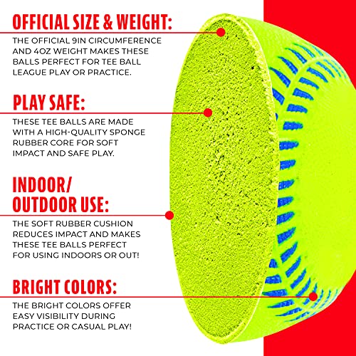 Franklin Sports Pro Brite Neon Rubber Teeball for Youth - Image 4