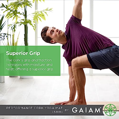 Gaiam Cork Yoga Mat - Non-Slip, Sweat-Resistant - Image 5