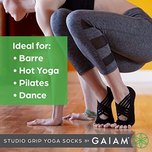 Gaiam Women's Studio Yoga Socks, Black/Grey - Image 3