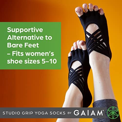 Gaiam Women's Studio Yoga Socks, Black/Grey - Image 4
