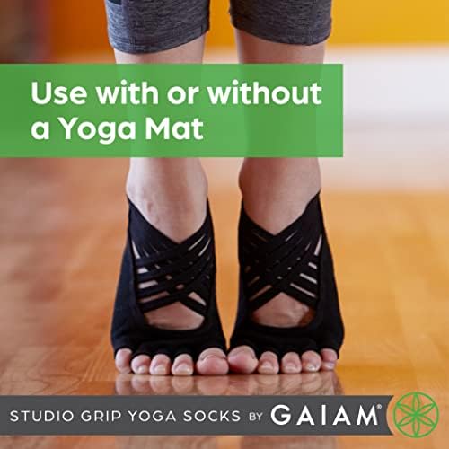 Gaiam Women's Studio Yoga Socks, Black/Grey - Image 5