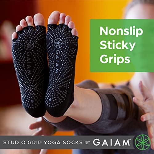 Gaiam Women's Studio Yoga Socks, Black/Grey - Image 2