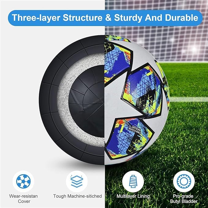 Generic Champions League Soccer Ball, Blue, Size 5 - Image 4