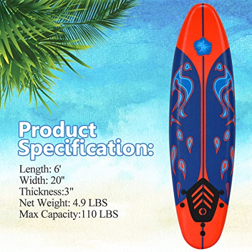 Giantex 6' Foam Surfboard with Removable Fins - Image 4