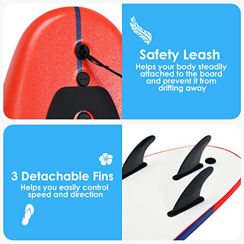 Giantex 6 Ft Foam Surfboard with Fins & Leash - Image 3