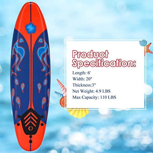 Giantex 6 Ft Foam Surfboard with Fins & Leash - Image 4