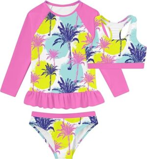 Vogseek 3 Pieces Rashguard Bathing Suit