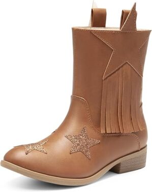 DREAM PAIRS Cowgirl Western Mid Calf Tassel Boots