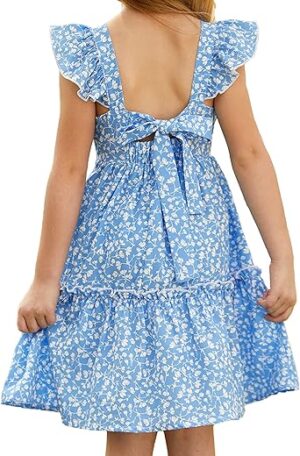 GRACE KARIN Floral Dress Tie Back Flutter Dress