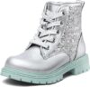 K KomForme Girls Glitter Lace-Up Waterproof Boots
