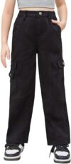 WDIRARA Girl’s High Waist Cargo Jeans Pants
