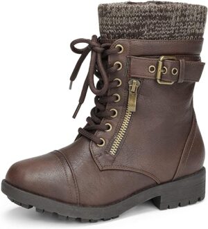 DREAM PAIRS Mid Calf Combat Boots
