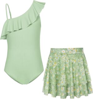 GRACE KARIN One Piece Swimsuit with Mesh Skirt