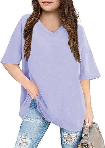 Haloumoning Oversized V Neck Summer T-shirt