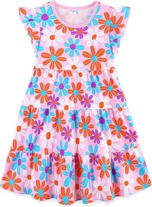 Bumeex Summer Cotton Ruffle Swing Dress