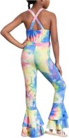 WDIRARA Tie Dye Bell Bottom Jumpsuit