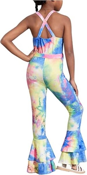 WDIRARA Tie Dye Bell Bottom Jumpsuit