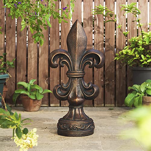 glitzhome Fleur De Lis Garden Statue, Bronze - Image 3