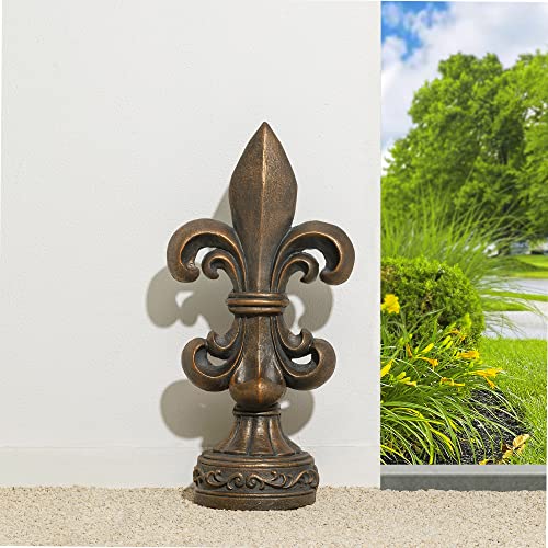 glitzhome Fleur De Lis Garden Statue, Bronze - Image 4