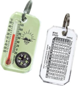 Sun Company Glow-in-Dark Zipper Pull Compass & Thermometer