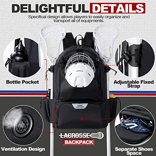 GoHimal Extra Large Lacrosse Backpack with Stick Holder - Image 3