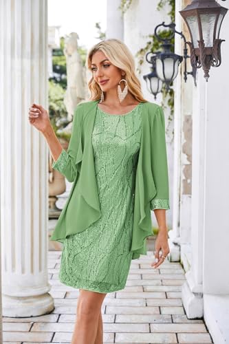 GRACE KARIN Sequin Dress Formal Two Piece Knee Length - Image 4