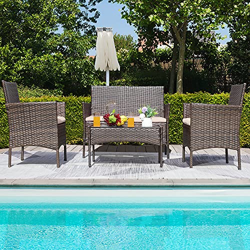 Greesum 4-Piece Outdoor Wicker Furniture Set - Image 3