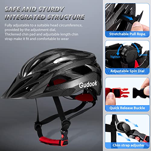 Gudook Lightweight Adjustable Bike Helmet with Visor - Image 4