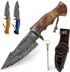 BLADEBOLT Handmade Damascus 10″ Hunting Knife with Sheath