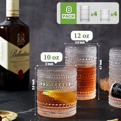 Hlukana Vintage Hobnail Highball and Cocktail Glasses Set - Image 3