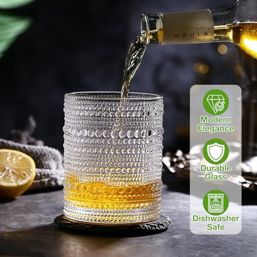 Hlukana Vintage Hobnail Highball and Cocktail Glasses Set - Image 4