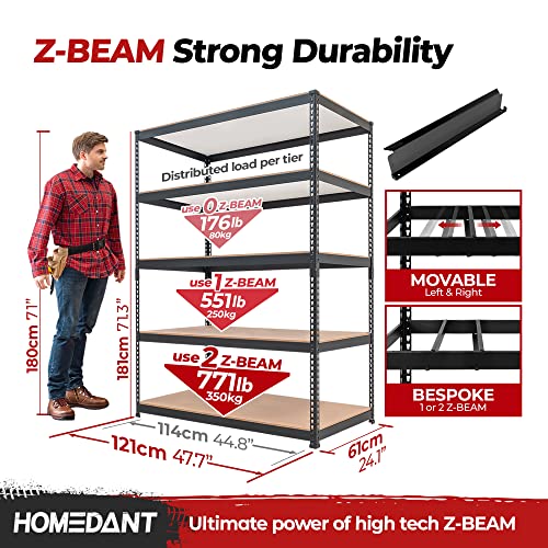 HOMEDANT 5 Tier Adjustable Heavy Duty Metal Shelving - Image 3