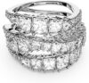 SWAROVSKI Hyperbola Ring, Mixed Cuts, Clear Rhodium
