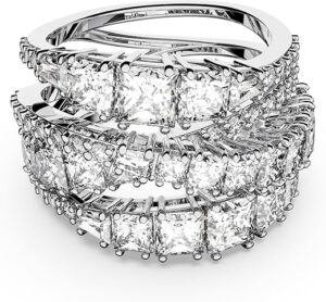 SWAROVSKI Hyperbola Ring, Mixed Cuts, Clear Rhodium