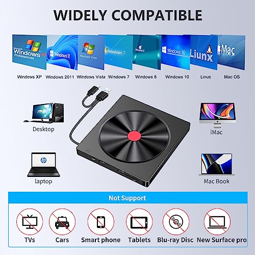 hyripe 6-in-1 USB 3.0 External CD/DVD Drive - Image 4