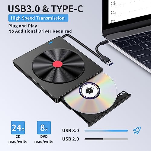 hyripe 6-in-1 USB 3.0 External CD/DVD Drive - Image 2