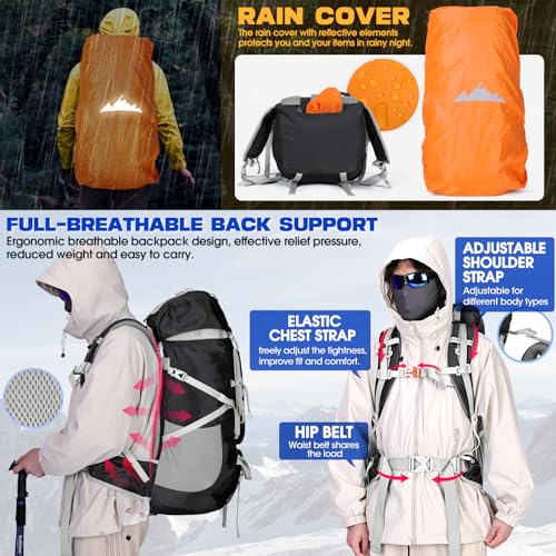 IGOLUMON 60L Waterproof Hiking Backpack with Rain Cover - Image 3