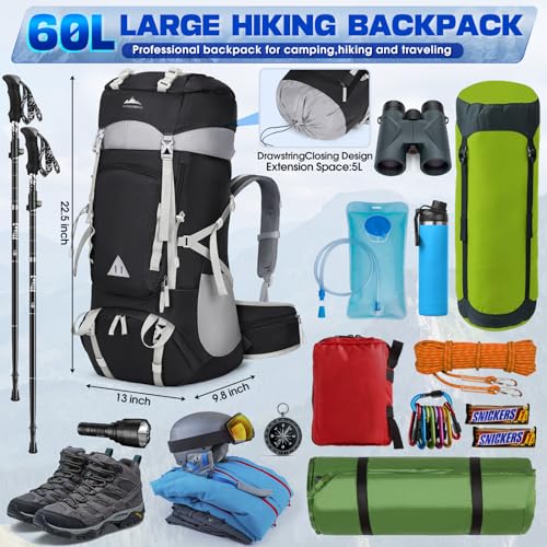 IGOLUMON 60L Waterproof Hiking Backpack with Rain Cover - Image 2