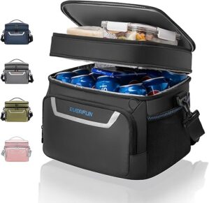 Everfun Insulated Dual Compartment Cooler Bag, Black