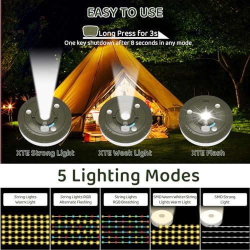 iToncs Waterproof Camping String Lights with 8 Modes - Image 3
