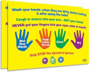 Safety Magnets Kids Hand Hygiene Posters, 2 Pack